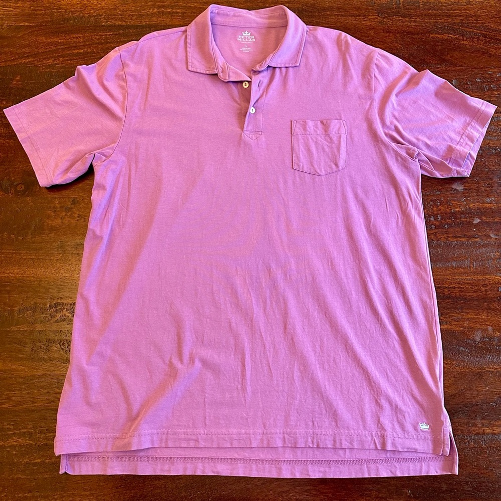 Peter Millar Lavender Polo Shirt L w/ Cliffs Golf Logo